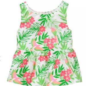 Janie and Jack White and Pink Floral Sleeveless Top